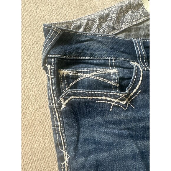 Ariat R.E.A.L. Denim Mid Rise Bootcut Womens Jeans Sz 32R Blue Distressed Style - Picture 5 of 10
